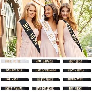 Bachelorette Party Bridal Shower Sashes for Bride & Bridal Party 12 NIP + Game